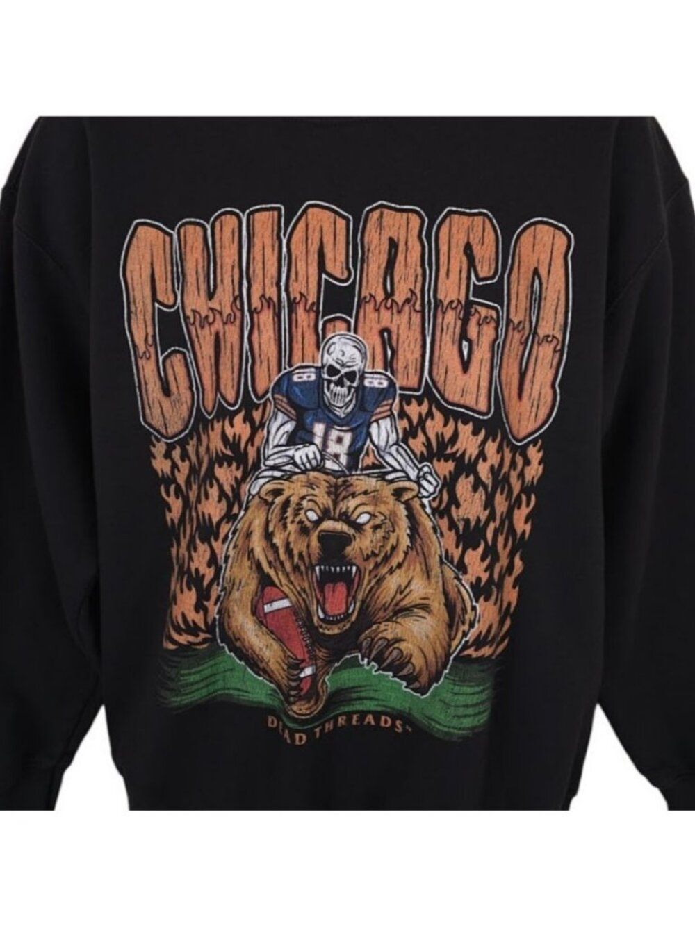 Chicago Bears Sweatshirt Mens Size Large Black NFL Football Dead Threads